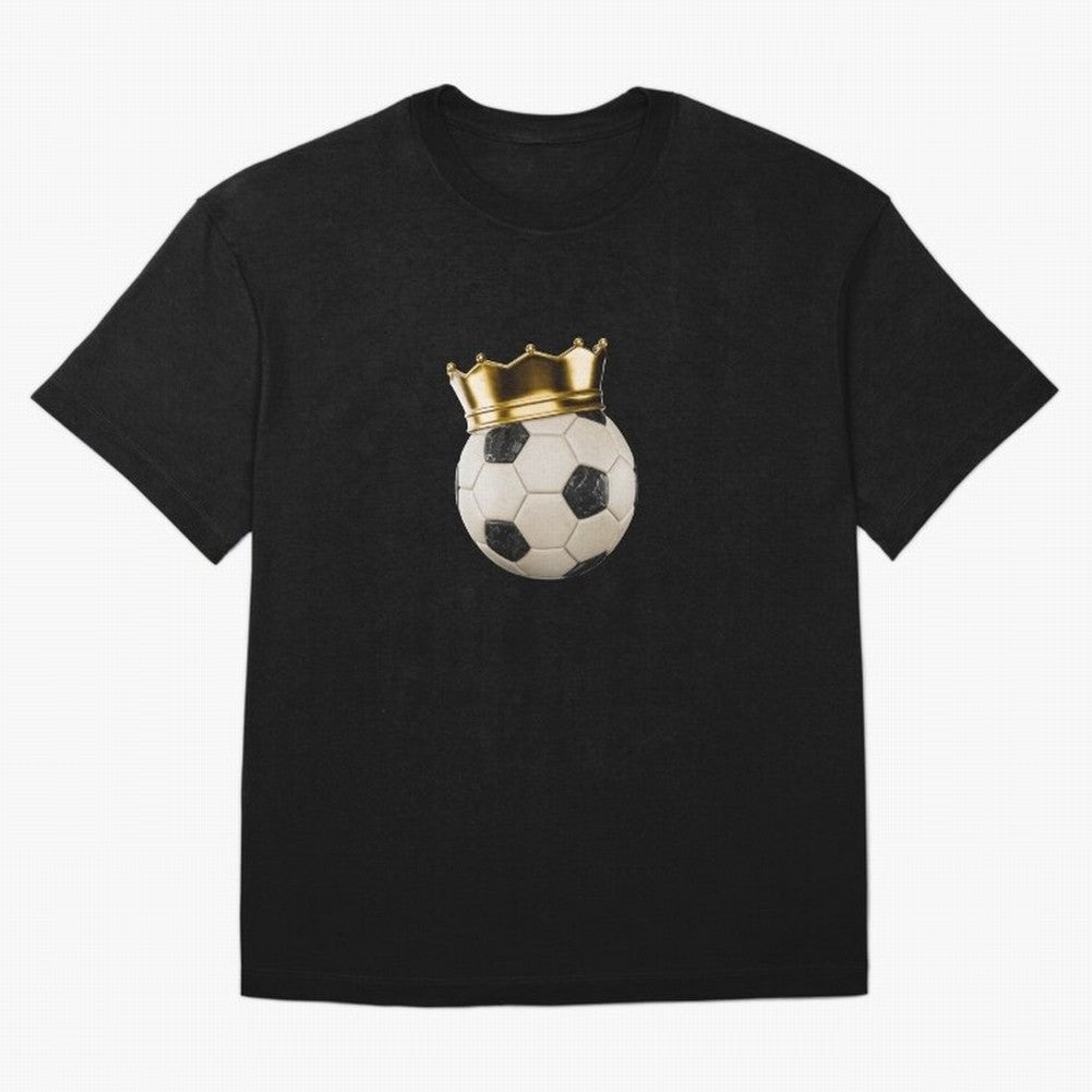 Soccer Ball with Kings Crown, Sticker Illustration Oversized T-Shirt Bring International Match Energy to FIFA World Cup 2026 for Fans of Neymar, Haaland and Cristiano Ronaldo and France, Bringing Match Day Excitement, Supporter Culture, Golden