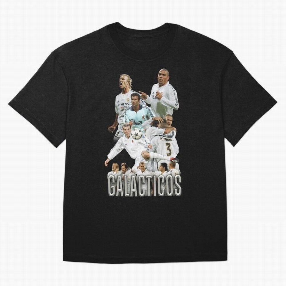 Real Madrid Galacticos Soccer Legends Collage Poster Oversized T-Shirt Stand with FIFA World Cup 2026 Group Stage for Fans of Messi and Cristiano Ronaldo and France, Bringing Champion Mindset, Group Stage Buzz, Knockout Tension and Passionate Fan