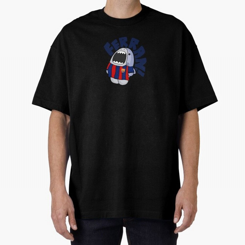 Ferran shark sticker Oversized T-Shirt Celebrate the Road through FIFA World Cup 2026 Group Stage for Fans of Messi, CR7 and Mbappe and Brazil, Bringing Champion Mindset, Group Stage Buzz, Knockout Tension and Passionate Fan Culture; Ideal for