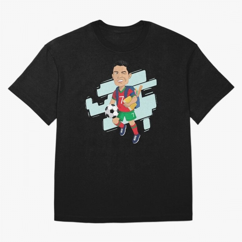 BACK TO SCHOOL - CARICATURE - CHRISTIANO - RONALDO Oversized T-Shirt Bring Champion Energy into the FIFA World Cup 2026 Journey through Messi, Neymar and Mbappe Highlights, Brazil, Portugal and Argentina Pride, Football Passion, Legendary