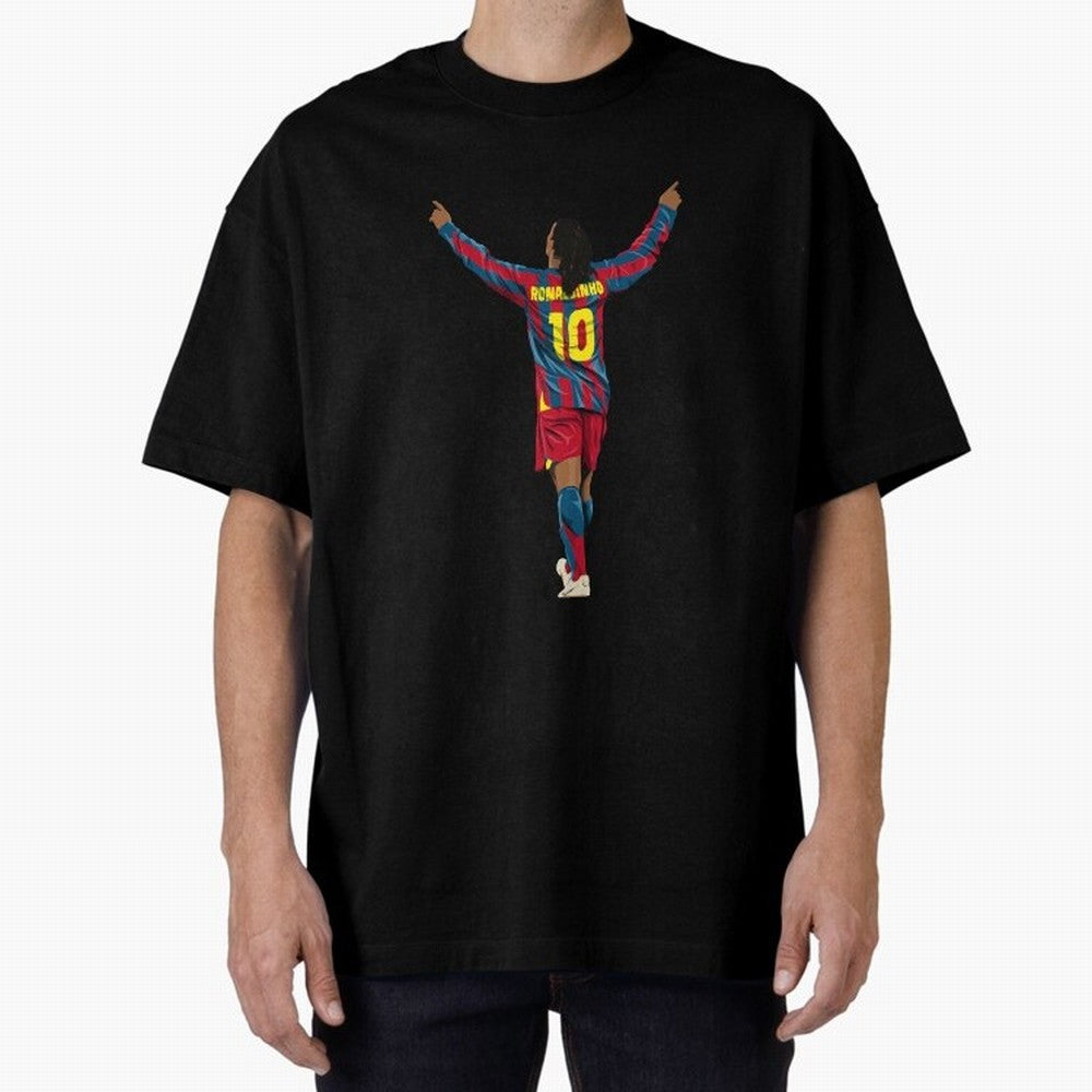 Ronaldinho Oversized T-Shirt Spotlight Global Football Passion for FIFA World Cup 2026 USA Canada Mexico, Connected to CR7 and Messi, Portugal, Supporter Pride, Iconic Celebrations, Legendary Names and Global Match Day Energy; Ideal for Fans Who