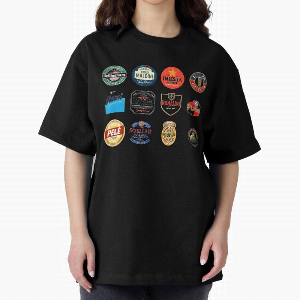 Legendary Lager Lineup ¨C Football Icons as Beer Labels (Sticker Set / Poster) Oversized T-Shirt Fuel the FIFA World Cup 2026 USA Canada Mexico Journey through Haaland and Mbappe Highlights, England and Germany Pride, Fan Favorite Moments, National