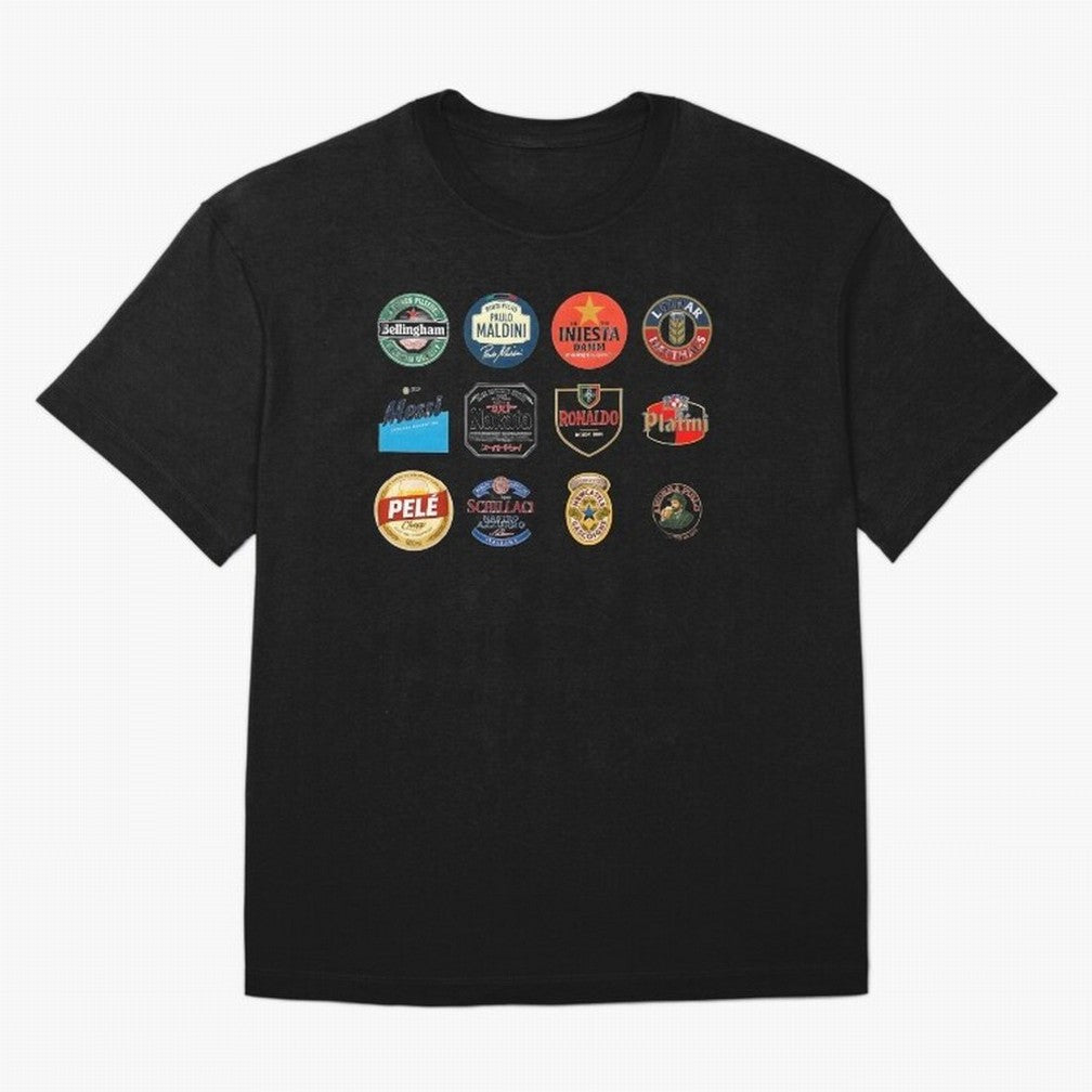 Legendary Lager Lineup ¨C Football Icons as Beer Labels (Sticker Set / Poster) Oversized T-Shirt Fuel the FIFA World Cup 2026 USA Canada Mexico Journey through Haaland and Mbappe Highlights, England and Germany Pride, Fan Favorite Moments, National