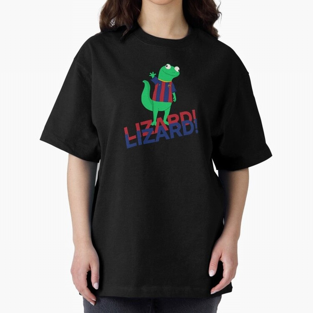 Viral lizard meme fcbarcelona Oversized T-Shirt Show Championship Spirit for FIFA World Cup 2026 Spirit, Connected to Argentina and Brazil, Messi and Cristiano Ronaldo, Football Festival Excitement, Trophy Ambitions, Country Rivalries and Star