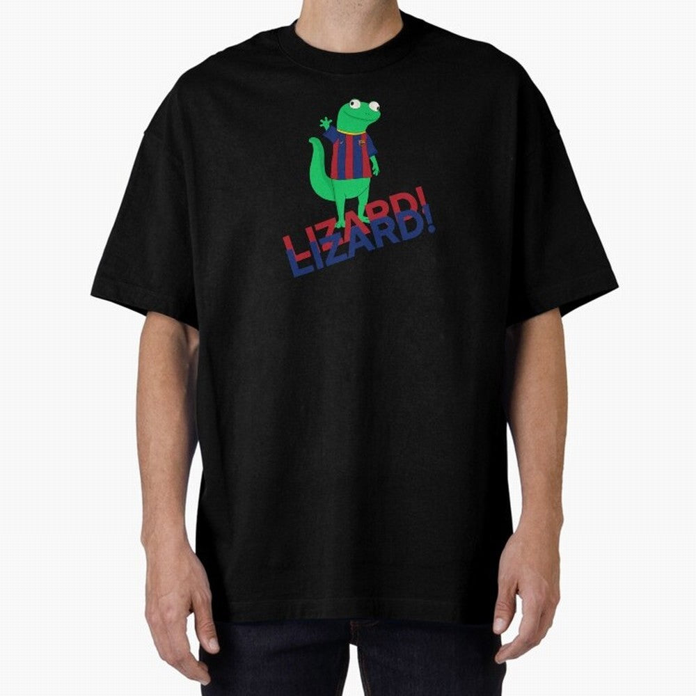 Viral lizard meme fcbarcelona Oversized T-Shirt Show Championship Spirit for FIFA World Cup 2026 Spirit, Connected to Argentina and Brazil, Messi and Cristiano Ronaldo, Football Festival Excitement, Trophy Ambitions, Country Rivalries and Star
