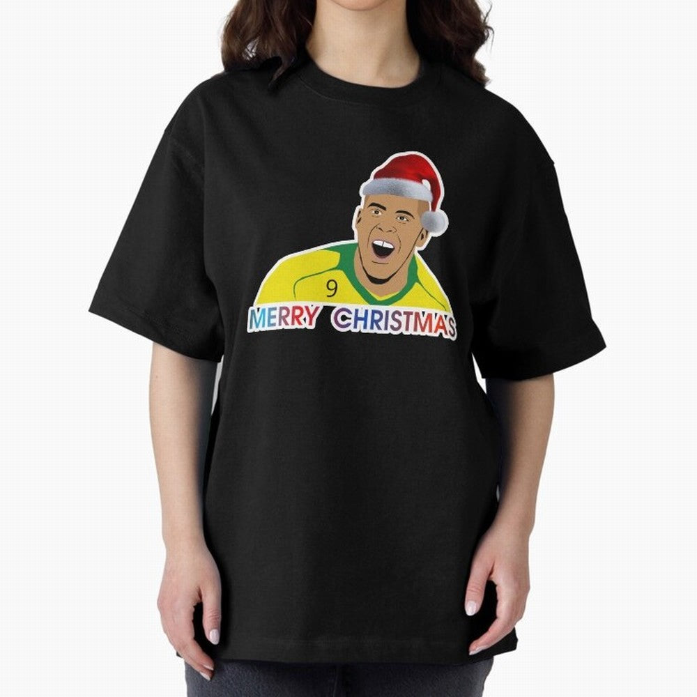 Ronaldo Christmas illustration Oversized T-Shirt Bring Match Day Fire to FIFA World Cup 2026 USA Canada Mexico for Fans of CR7 and England, France and Netherlands, Bringing Football Passion, Legendary Performances, Festival Vibes and Supporter