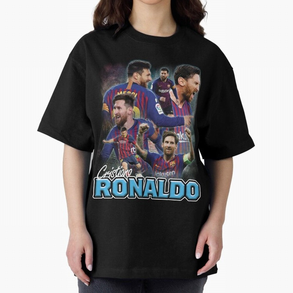 Ronaldo / Messi Pardoy Shirt Oversized T-Shirt Honor Football Greatness during FIFA World Cup 2026 for Fans of Mbappe and Brazil, Bringing Football History, Final Match Energy, Crowd Noise and Once in a Lifetime Moments; Perfect for Supporters Who