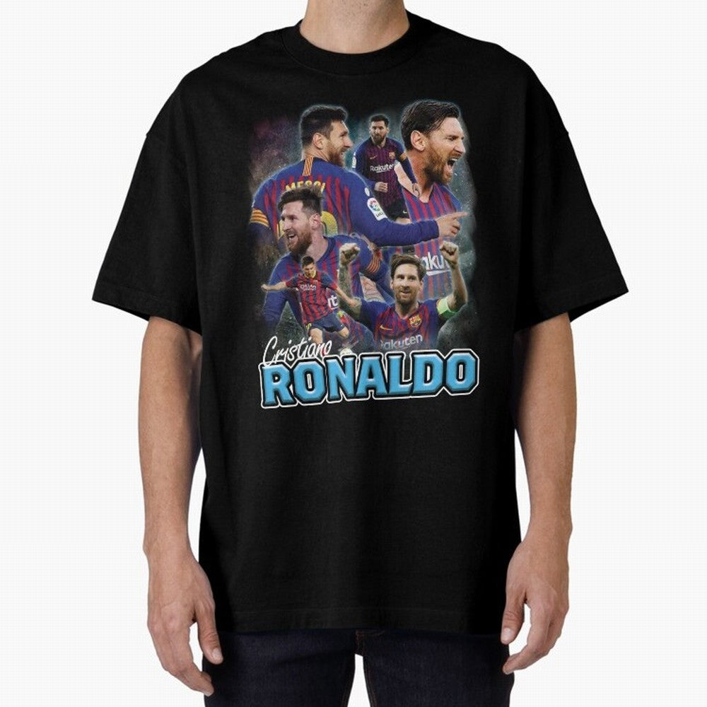 Ronaldo / Messi Pardoy Shirt Oversized T-Shirt Honor Football Greatness during FIFA World Cup 2026 for Fans of Mbappe and Brazil, Bringing Football History, Final Match Energy, Crowd Noise and Once in a Lifetime Moments; Perfect for Supporters Who
