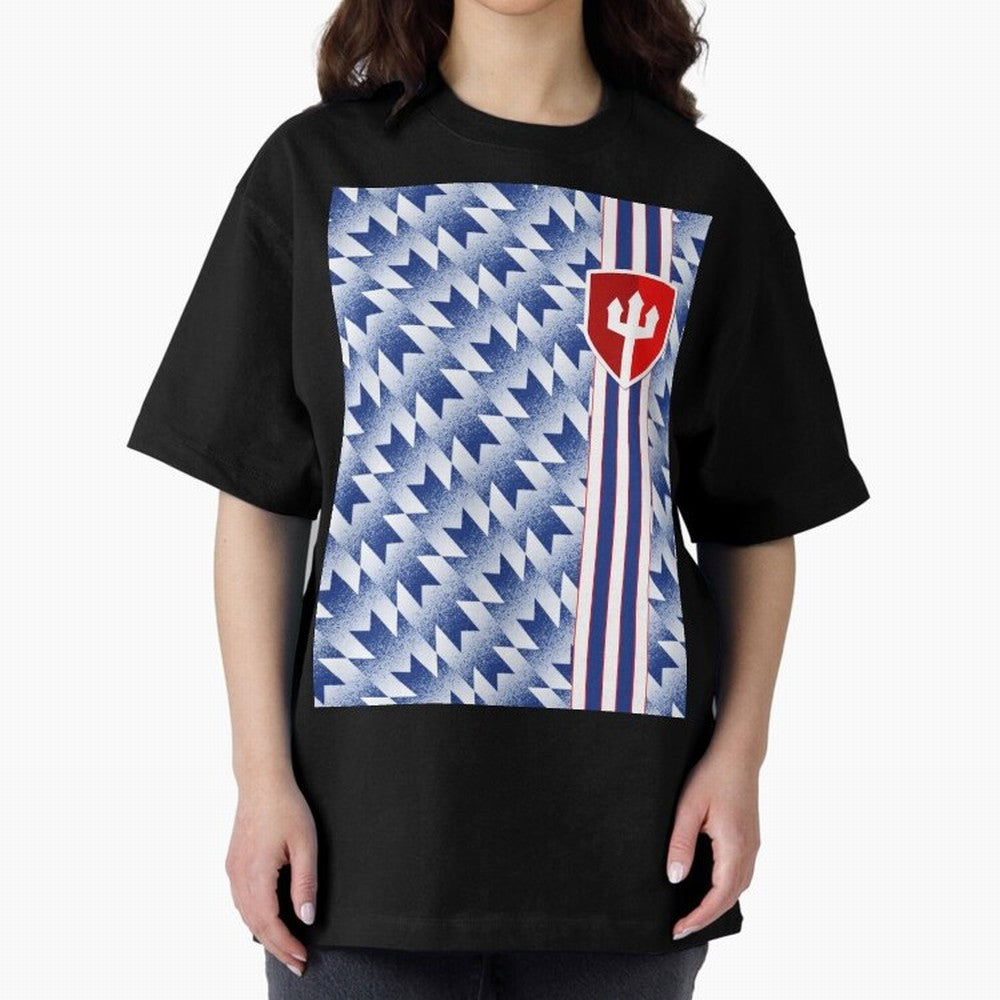 Manchester United 94 Away Jersey Pattern Oversized T-Shirt Join Supporters Worldwide for FIFA World Cup 2026 USA Canada Mexico Connected to Cristiano Ronaldo, Spain and Netherlands Energy, Football Festival Excitement, Trophy Ambitions, Country