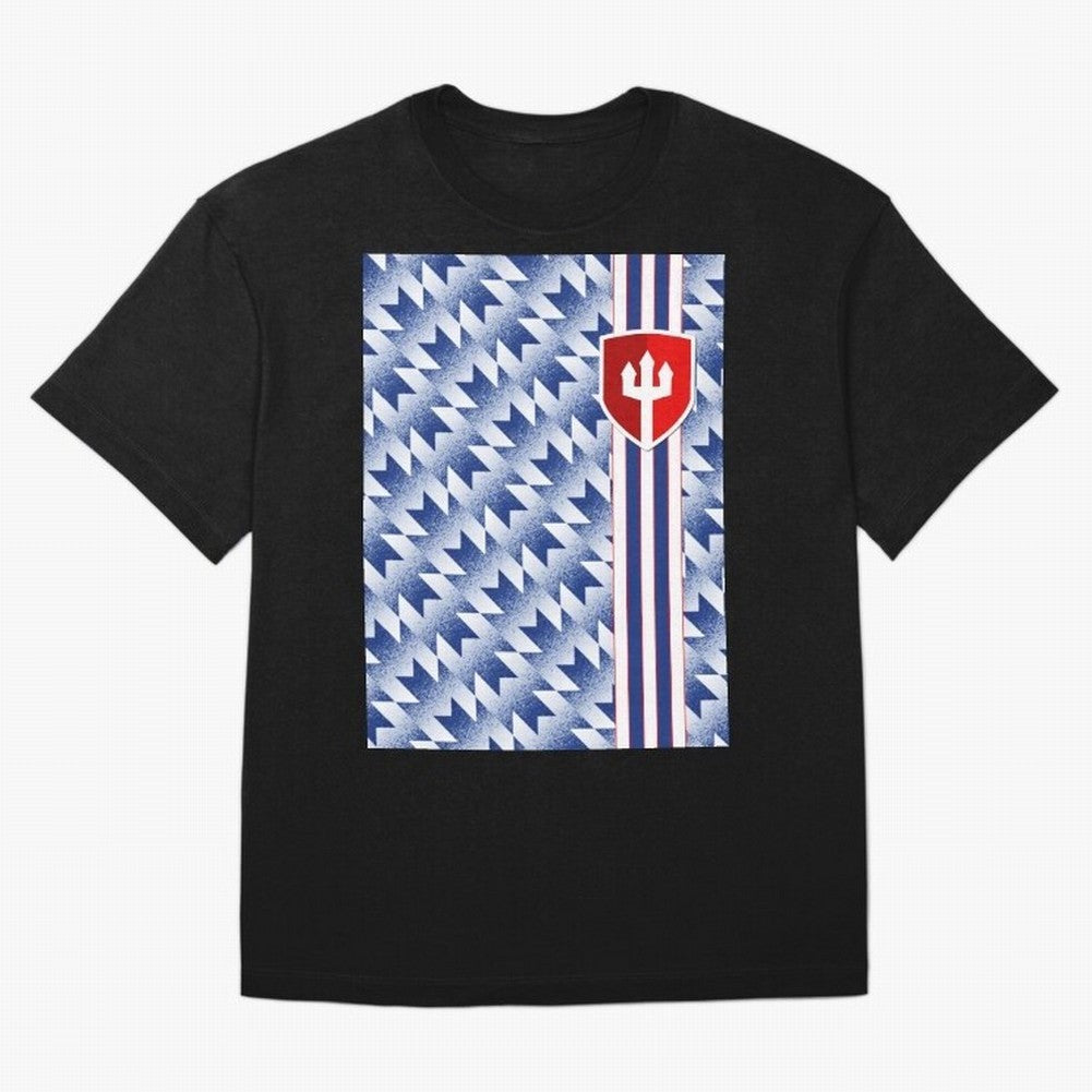 Manchester United 94 Away Jersey Pattern Oversized T-Shirt Join Supporters Worldwide for FIFA World Cup 2026 USA Canada Mexico Connected to Cristiano Ronaldo, Spain and Netherlands Energy, Football Festival Excitement, Trophy Ambitions, Country