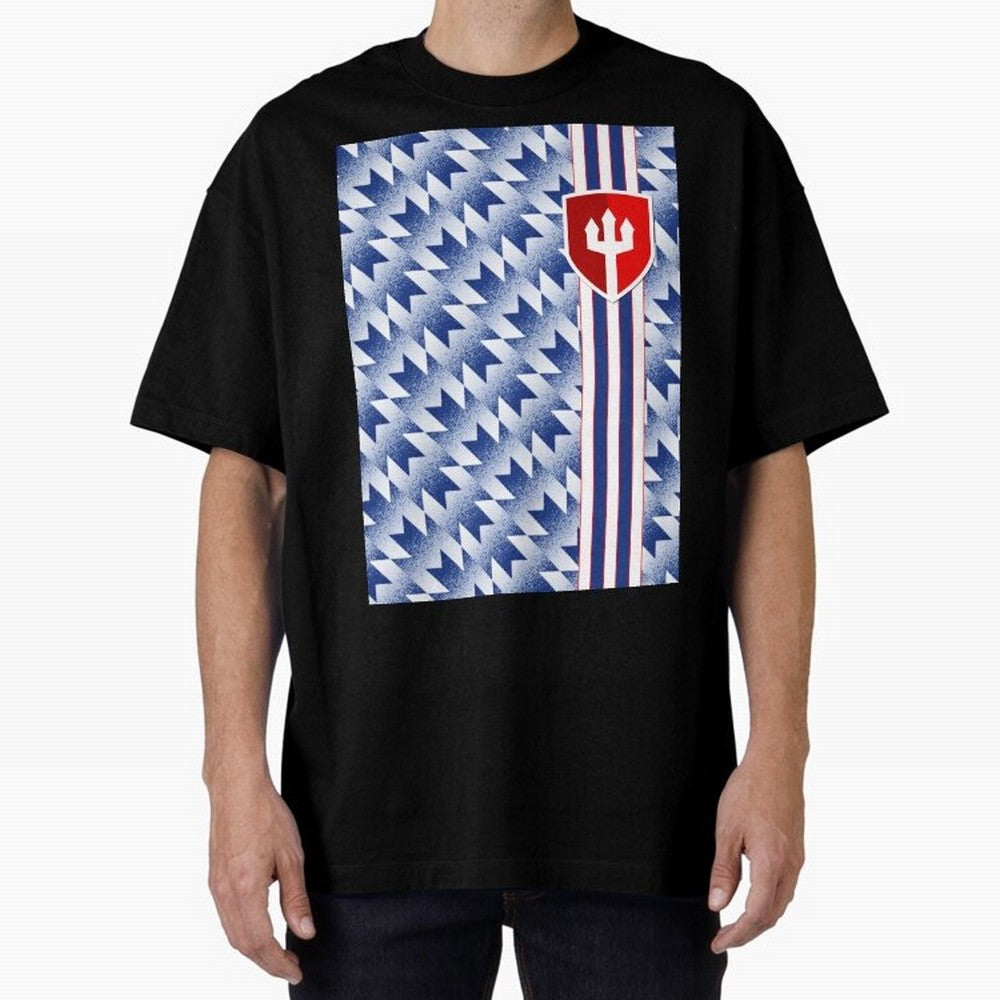 Manchester United 94 Away Jersey Pattern Oversized T-Shirt Join Supporters Worldwide for FIFA World Cup 2026 USA Canada Mexico Connected to Cristiano Ronaldo, Spain and Netherlands Energy, Football Festival Excitement, Trophy Ambitions, Country