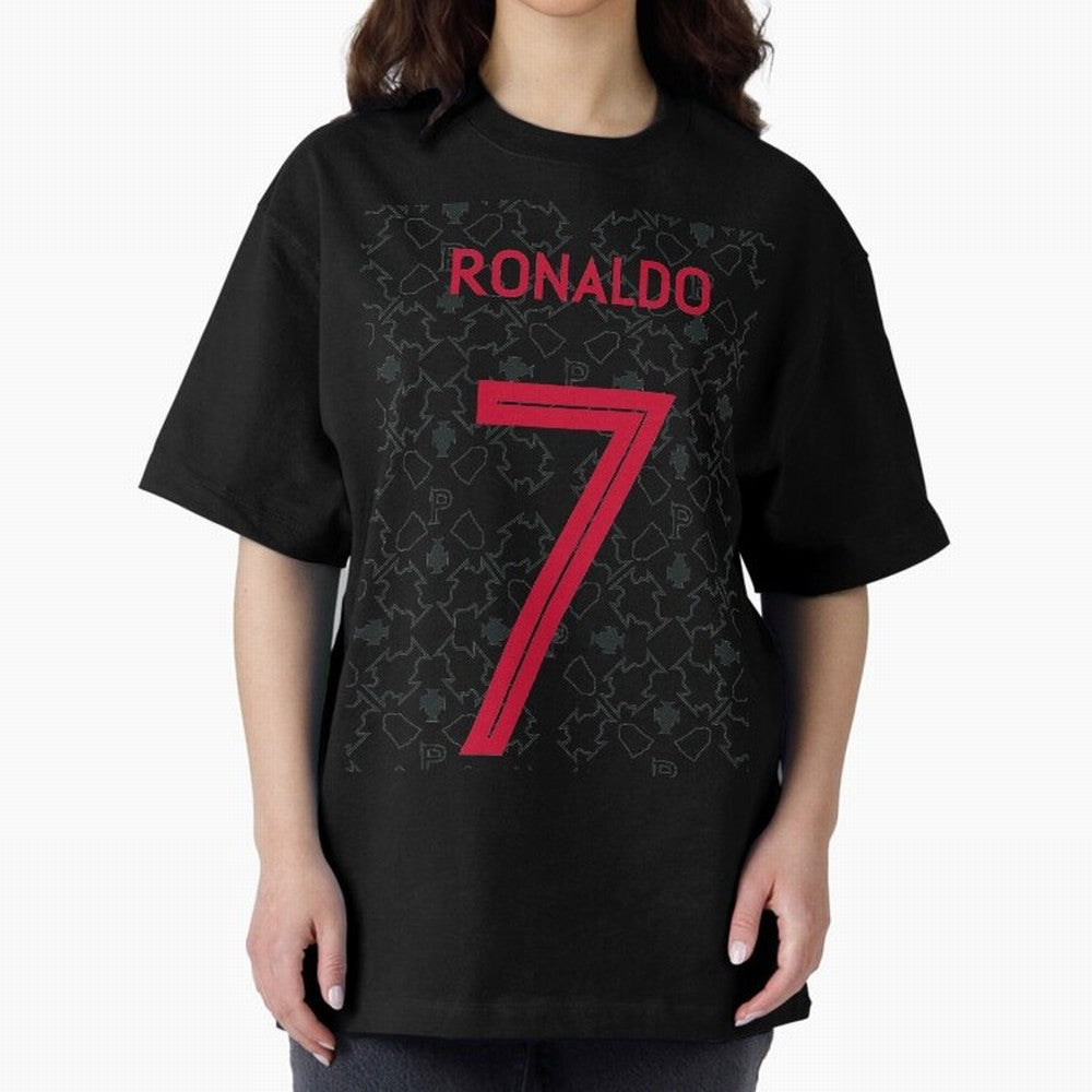 Christiano Ronaldo Portugal Away Jersey 2020 Oversized T-Shirt Represent Football Lovers during FIFA World Cup 2026 USA Canada Mexico for Fans of Neymar, Haaland and Cristiano Ronaldo and Argentina, Bringing Football History, Final Match Energy,