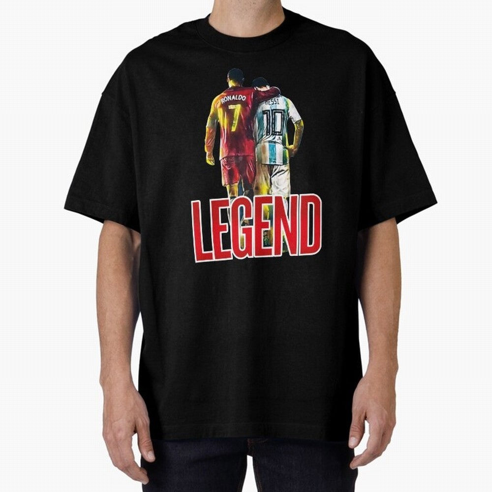 LEGEND MESSI & RONALDO POSTER Oversized T-Shirt Carry National Pride through FIFA World Cup 2026 for Fans of Cristiano Ronaldo, Haaland and CR7 and Argentina and Brazil, Bringing Football History, Final Match Energy, Crowd Noise and Once in a
