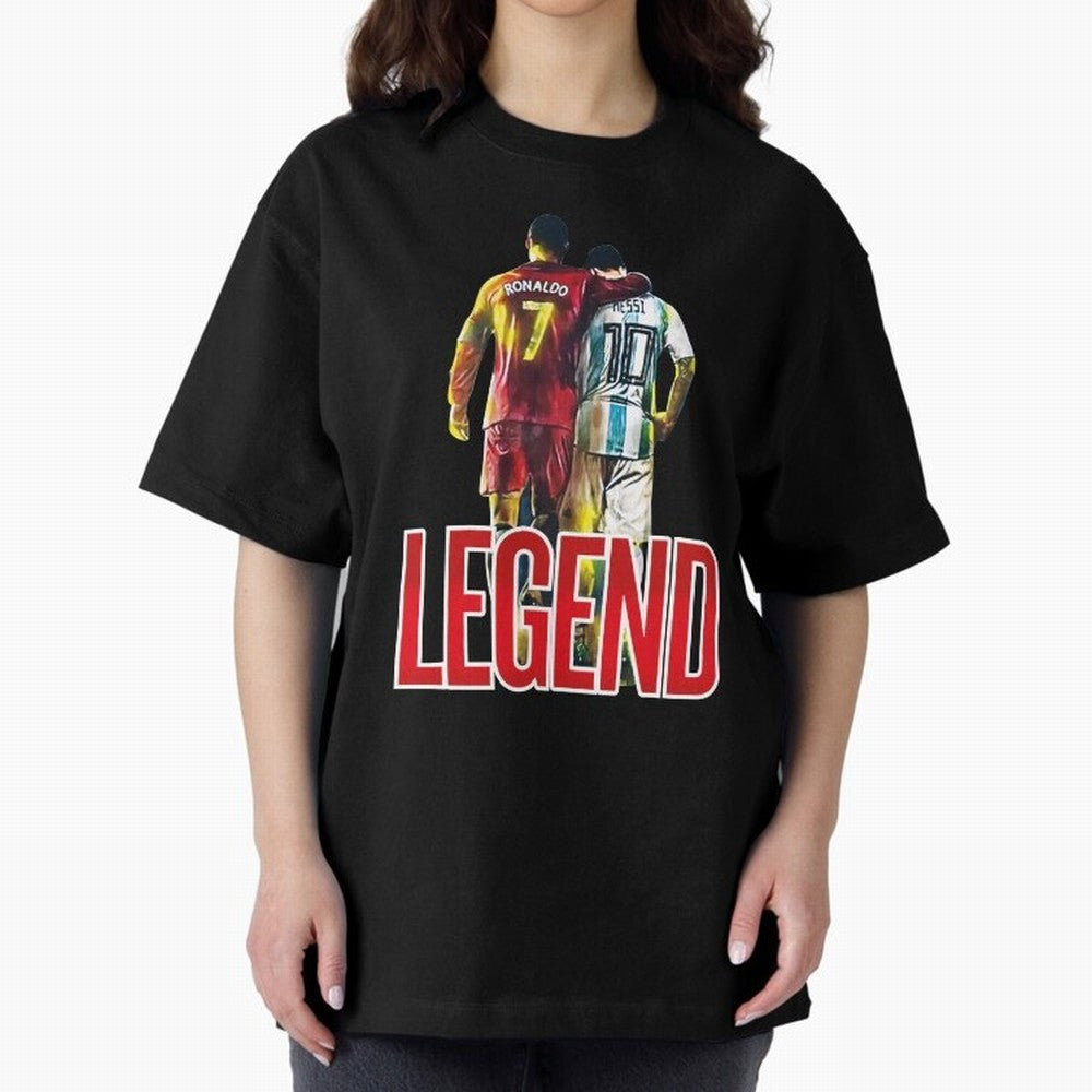 LEGEND MESSI & RONALDO POSTER Oversized T-Shirt Carry National Pride through FIFA World Cup 2026 for Fans of Cristiano Ronaldo, Haaland and CR7 and Argentina and Brazil, Bringing Football History, Final Match Energy, Crowd Noise and Once in a