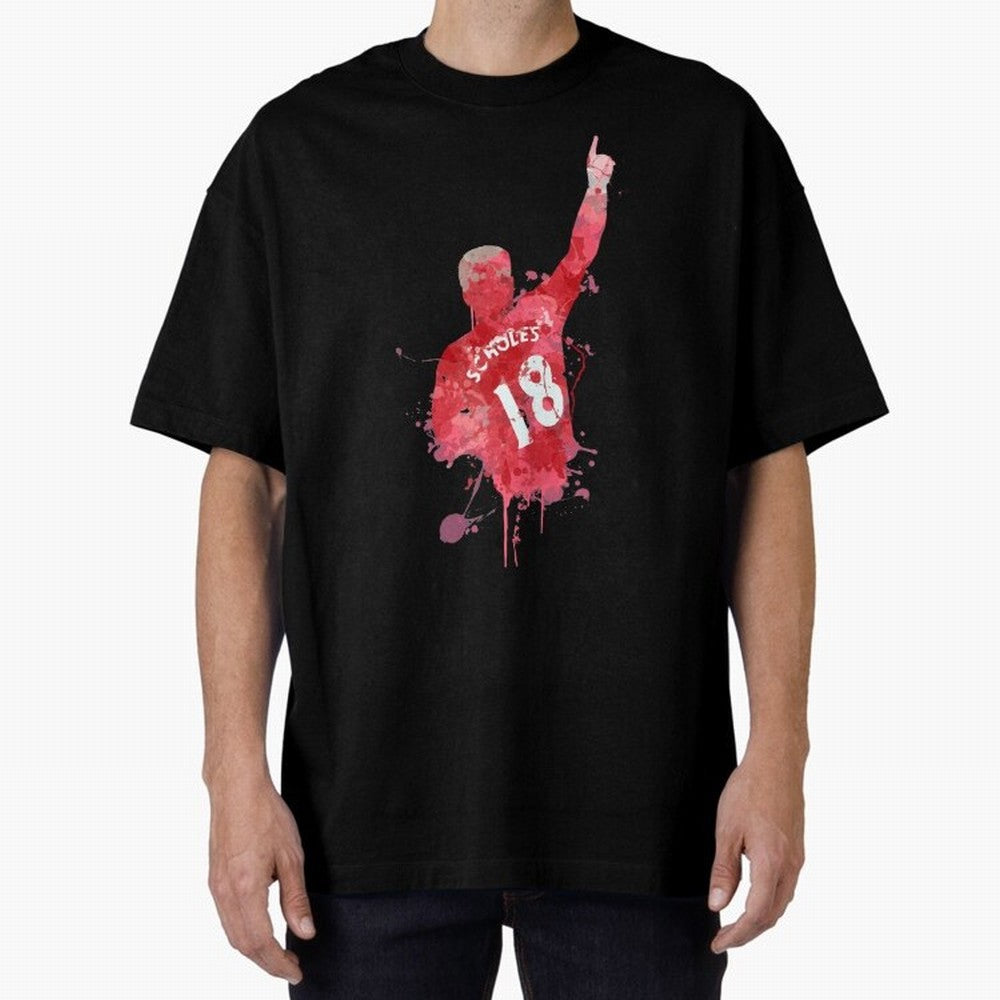 Paul Scholes Manchester United Legend Art Oversized T-Shirt Represent the Passion of FIFA World Cup 2026 Group Stage for Fans of Messi and Cristiano Ronaldo and Argentina and Brazil, Bringing Worldwide Fan Energy, Dramatic Goals, Stadium Lights and