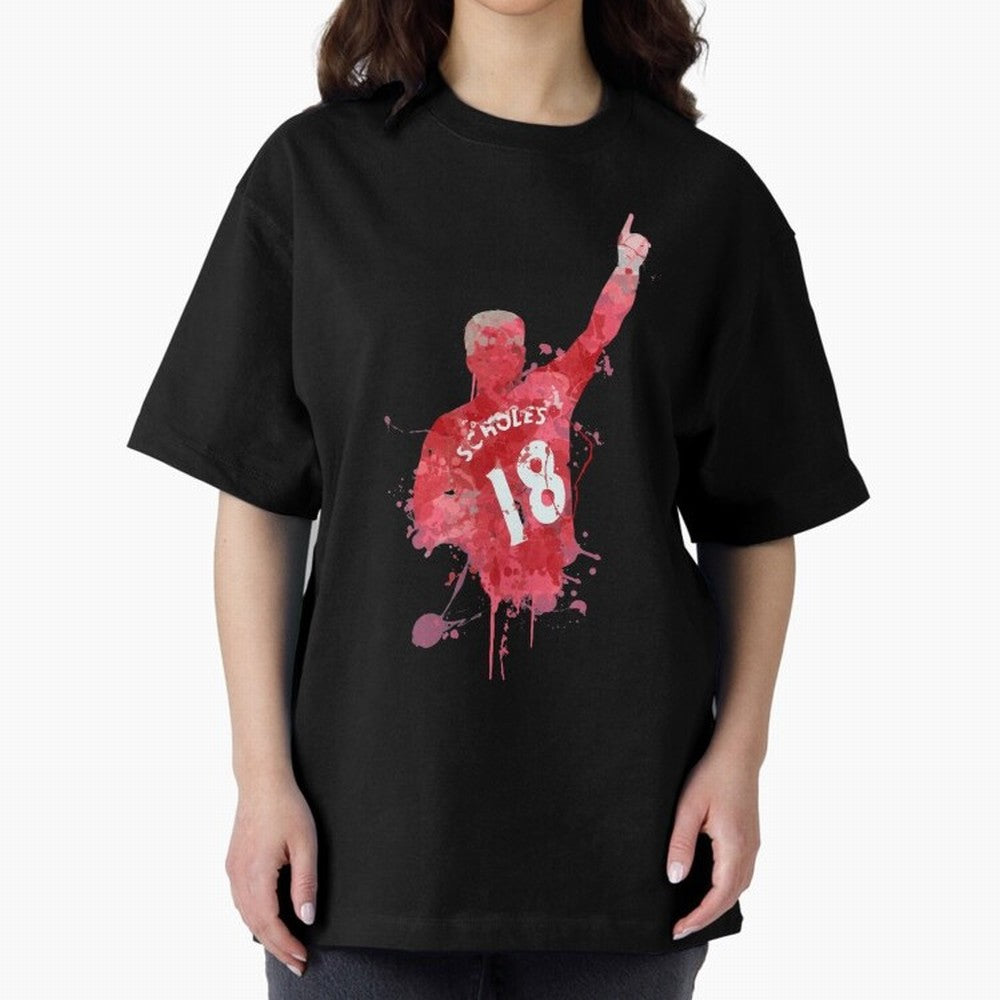 Paul Scholes Manchester United Legend Art Oversized T-Shirt Represent the Passion of FIFA World Cup 2026 Group Stage for Fans of Messi and Cristiano Ronaldo and Argentina and Brazil, Bringing Worldwide Fan Energy, Dramatic Goals, Stadium Lights and