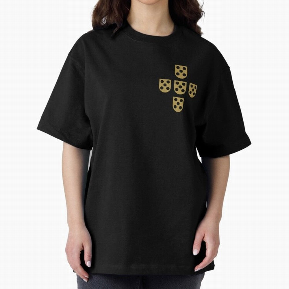 Quinas Portugal Gold B Oversized T-Shirt Support FIFA World Cup 2026 for Fans of CR7 and Messi and Portugal, Spain and Germany, Bringing Football History, Final Match Energy, Crowd Noise and Once in a Lifetime Moments; Made for Die Hard Supporters,