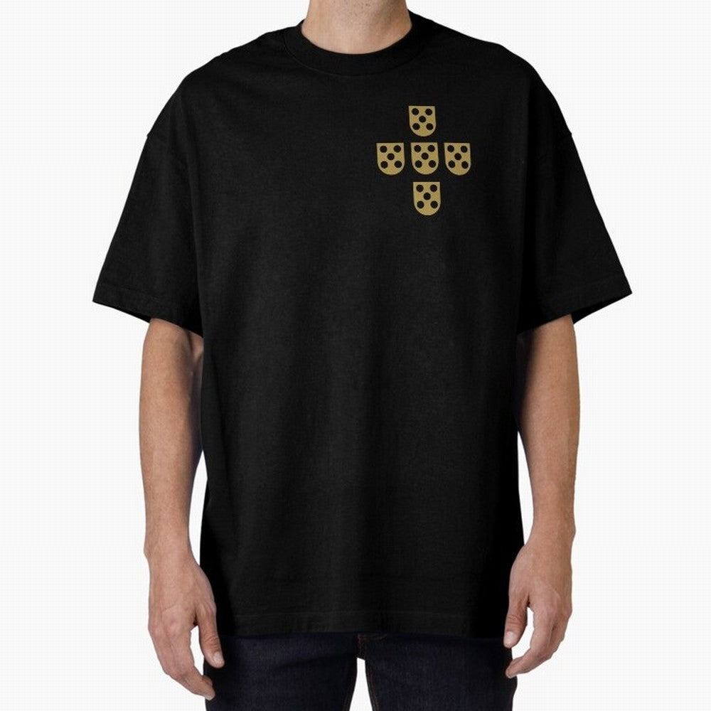 Quinas Portugal Gold B Oversized T-Shirt Support FIFA World Cup 2026 for Fans of CR7 and Messi and Portugal, Spain and Germany, Bringing Football History, Final Match Energy, Crowd Noise and Once in a Lifetime Moments; Made for Die Hard Supporters,