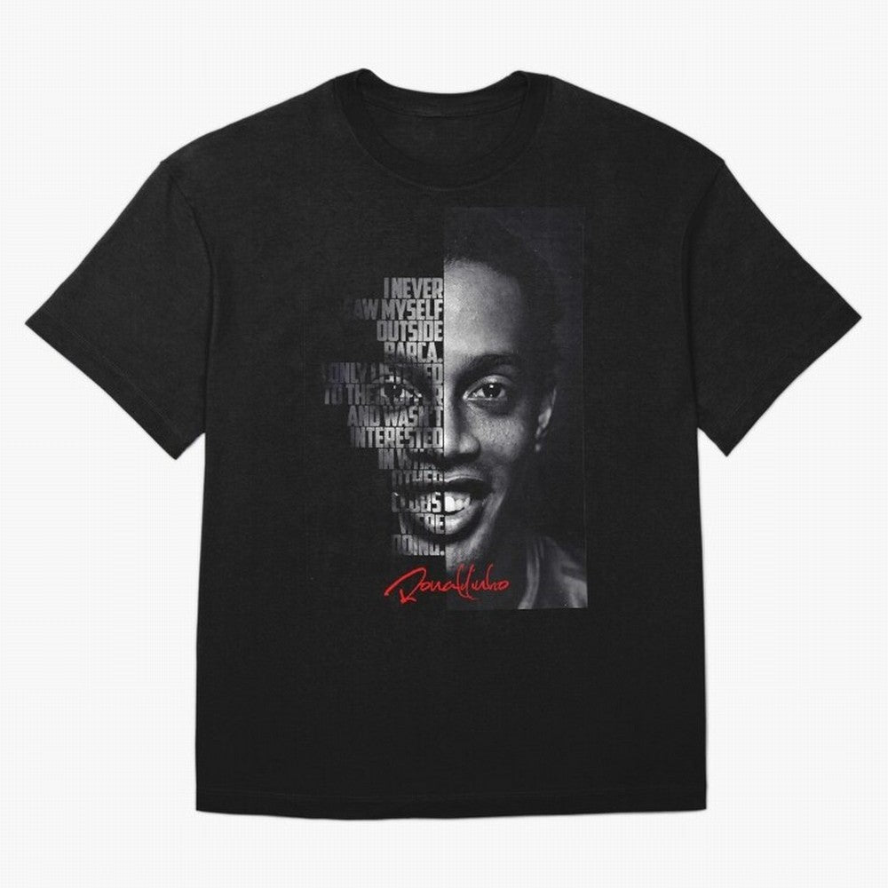 Black and white Ronaldinho quote. Oversized T-Shirt Live the Energy of Match Day Hype around FIFA World Cup 2026 Group Stage, Messi, Neymar and Mbappe, Portugal, Tournament Hype, Historic Matchups, Family Viewing Parties and Global Sports Pride;