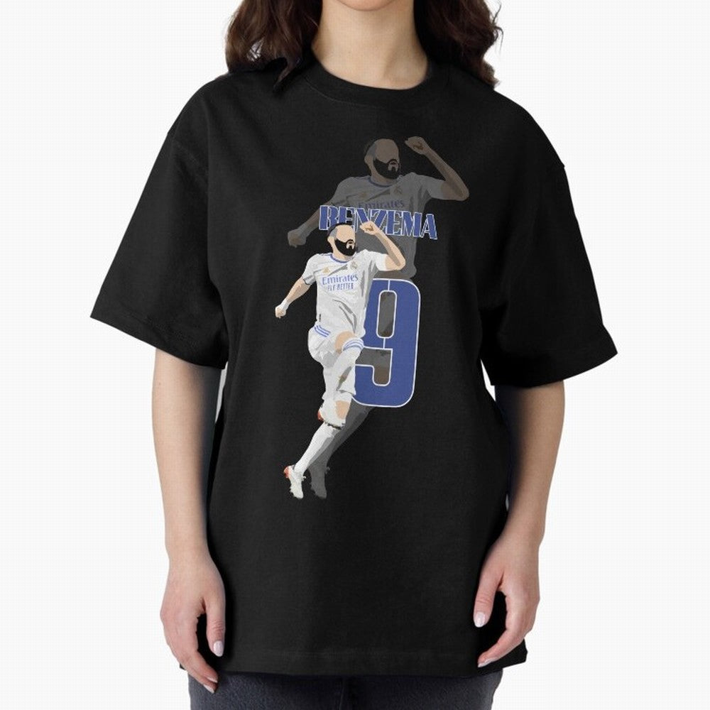 Karim Benzema 9 Oversized T-Shirt Fuel Your Fan Pride for FIFA World Cup 2026 USA Canada Mexico Spirit, Highlighting Portugal, Spain and Germany, Messi, Neymar and Mbappe, Global Supporter Spirit, Legendary Goals, National Colors and Tournament