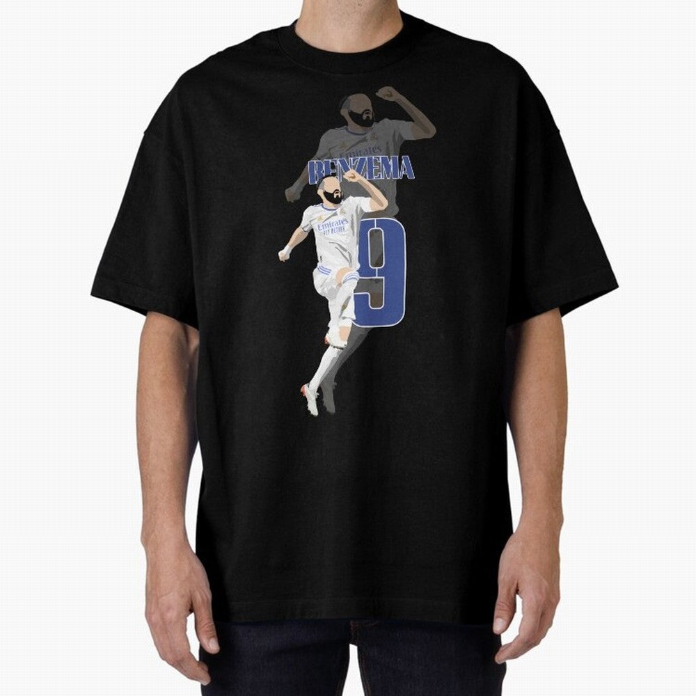 Karim Benzema 9 Oversized T-Shirt Fuel Your Fan Pride for FIFA World Cup 2026 USA Canada Mexico Spirit, Highlighting Portugal, Spain and Germany, Messi, Neymar and Mbappe, Global Supporter Spirit, Legendary Goals, National Colors and Tournament