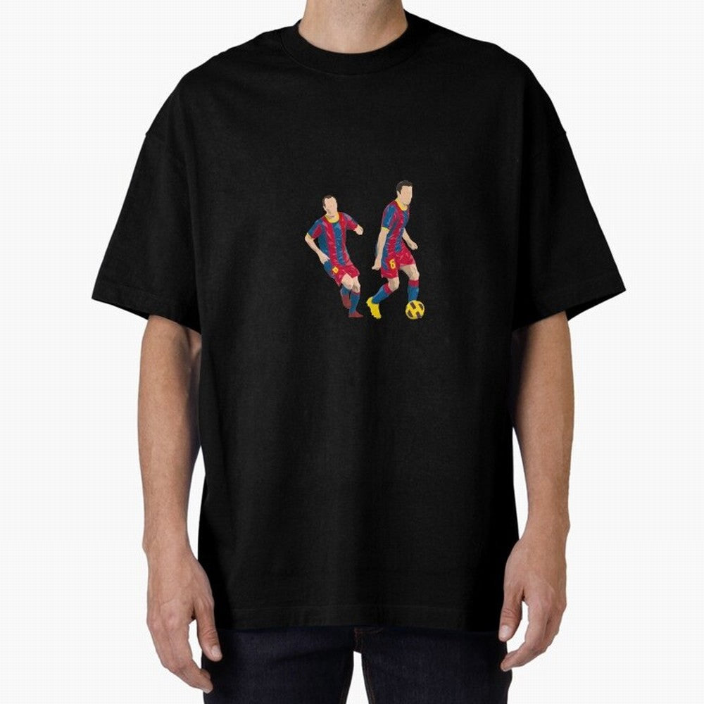 Andres Iniesta and Xavi Minimalist Oversized T-Shirt Celebrate the Stars of Global Football Passion for FIFA World Cup 2026, Connected to Haaland, Argentina, France and Brazil, Football Festival Excitement, Trophy Ambitions, Country Rivalries and