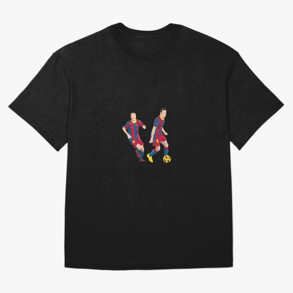 Andres Iniesta and Xavi Minimalist Oversized T-Shirt Celebrate the Stars of Global Football Passion for FIFA World Cup 2026, Connected to Haaland, Argentina, France and Brazil, Football Festival Excitement, Trophy Ambitions, Country Rivalries and