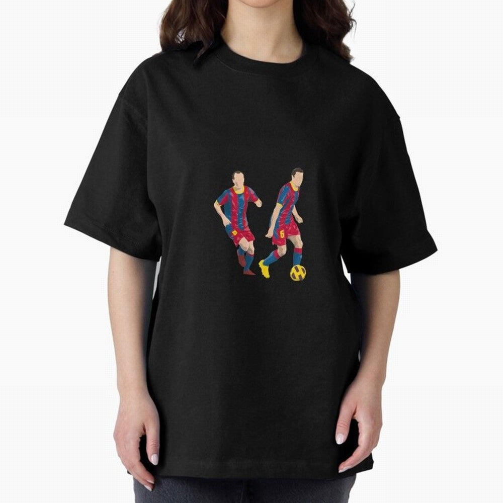 Andres Iniesta and Xavi Minimalist Oversized T-Shirt Celebrate the Stars of Global Football Passion for FIFA World Cup 2026, Connected to Haaland, Argentina, France and Brazil, Football Festival Excitement, Trophy Ambitions, Country Rivalries and