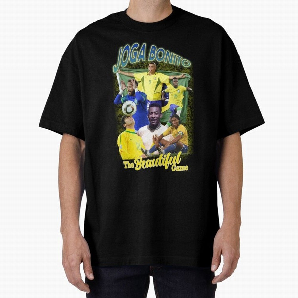 Joga Bonito Brazil Oversized T-Shirt Capture Stadium Memories from FIFA World Cup 2026 Group Stage with Haaland and Mbappe, Brazil Energy, Match Day Excitement, Supporter Culture, Golden Goals and Global Football Passion; Ideal for Football Dads,