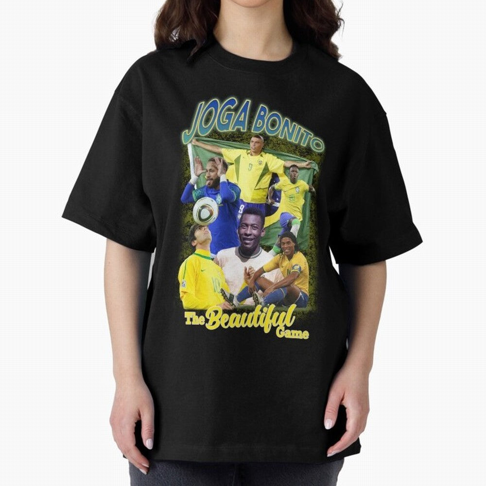 Joga Bonito Brazil Oversized T-Shirt Capture Stadium Memories from FIFA World Cup 2026 Group Stage with Haaland and Mbappe, Brazil Energy, Match Day Excitement, Supporter Culture, Golden Goals and Global Football Passion; Ideal for Football Dads,