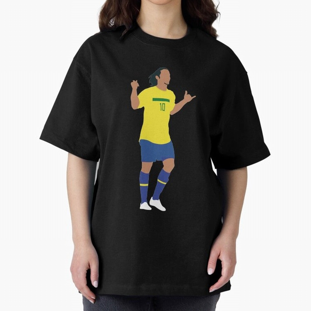 Ronaldinho. Brazil Football. Oversized T-Shirt Share FIFA World Cup 2026 Group Stage Spirit, Celebrating Netherlands, Cristiano Ronaldo, Football Passion, Legendary Performances, Festival Vibes and Supporter Community; Made for Collectors Who Enjoy