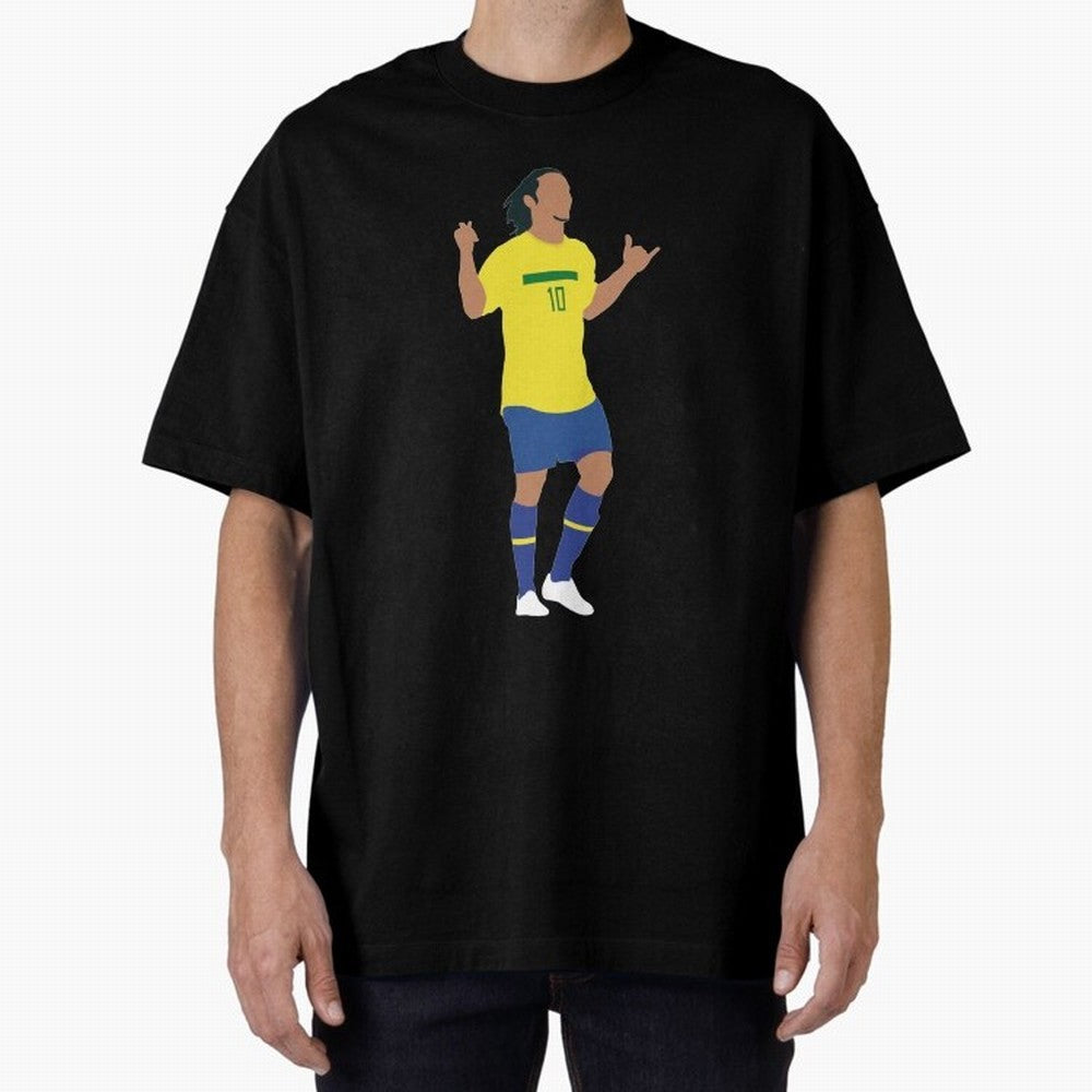 Ronaldinho. Brazil Football. Oversized T-Shirt Share FIFA World Cup 2026 Group Stage Spirit, Celebrating Netherlands, Cristiano Ronaldo, Football Passion, Legendary Performances, Festival Vibes and Supporter Community; Made for Collectors Who Enjoy