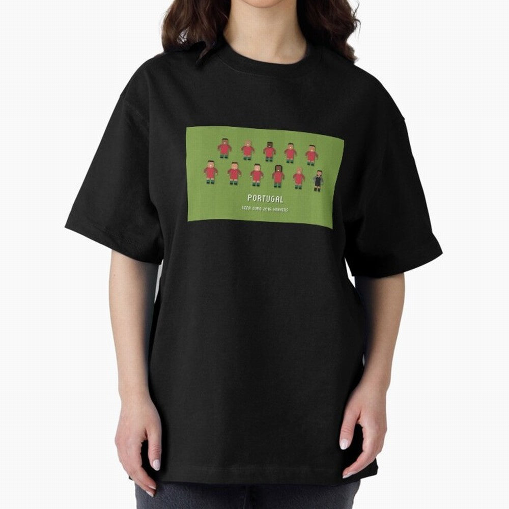 Portugal Euro 2016 Winning Squad Oversized T-Shirt Represent the Passion of Match Day Hype around FIFA World Cup 2026 USA Canada Mexico, Haaland, Brazil, Classic Soccer Heritage, Championship Pressure, Fan Loyalty and International Pride; Created