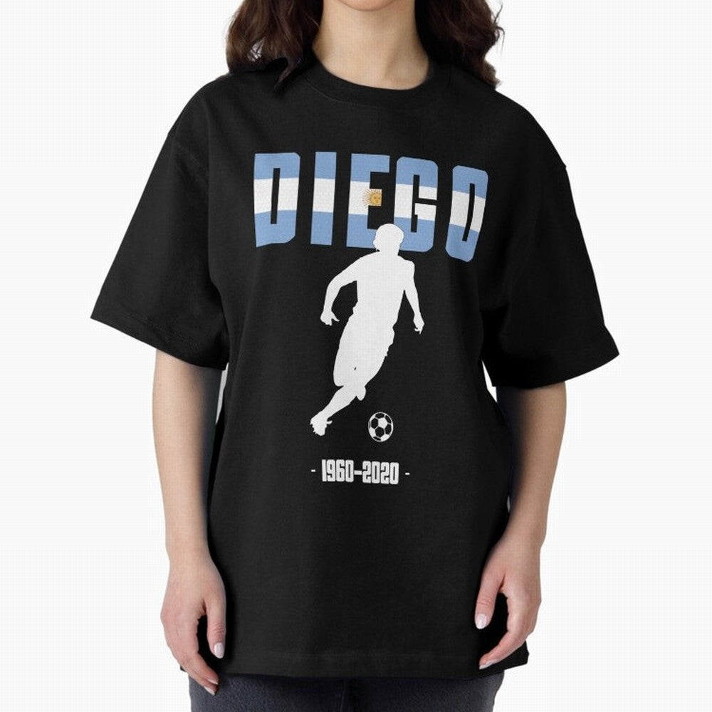 Diego 1960-2020 Oversized T-Shirt Relive the FIFA World Cup 2026 USA Canada Mexico Journey through Neymar, Haaland and Cristiano Ronaldo Highlights, France and Portugal Pride, Global Supporter Spirit, Legendary Goals, National Colors and Tournament
