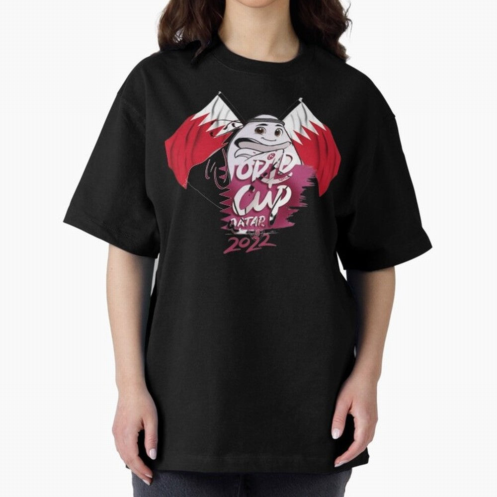 qatar mascot Oversized T-Shirt Experience FIFA World Cup 2026 Group Stage Highlighting Neymar, France Energy, Supporter Pride, Iconic Celebrations, Legendary Names and Global Match Day Energy; Built for Supporters Chasing Trophy Dreams, Final Match