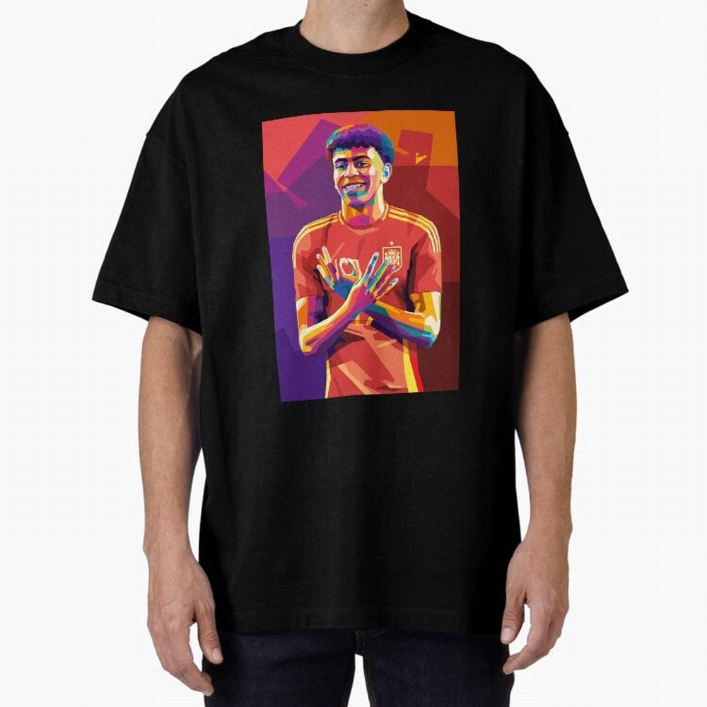 Lamine Yamal Spain Oversized T-Shirt Celebrate the Next Chapter of FIFA World Cup 2026 for Fans of Haaland and Mbappe and France and Portugal, Bringing Vintage Soccer Flavor, Modern Football Stars, National Flags and Final Night Emotion; Great for