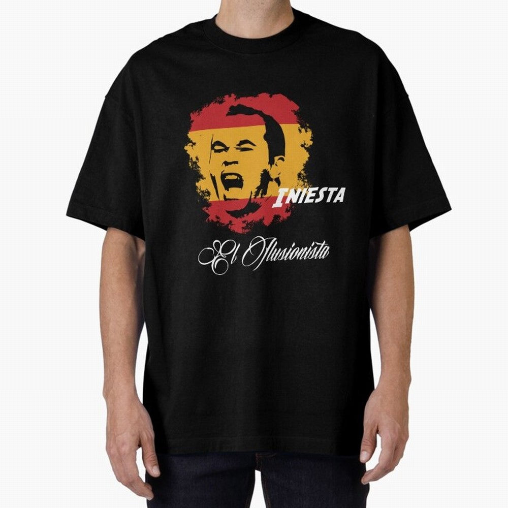 Spain Andres Iniesta Football World Cup 2014 Oversized T-Shirt Remember Match Day Hype around FIFA World Cup 2026 Group Stage, Mbappe, Brazil, Vintage Soccer Flavor, Modern Football Stars, National Flags and Final Night Emotion; Ideal for Football