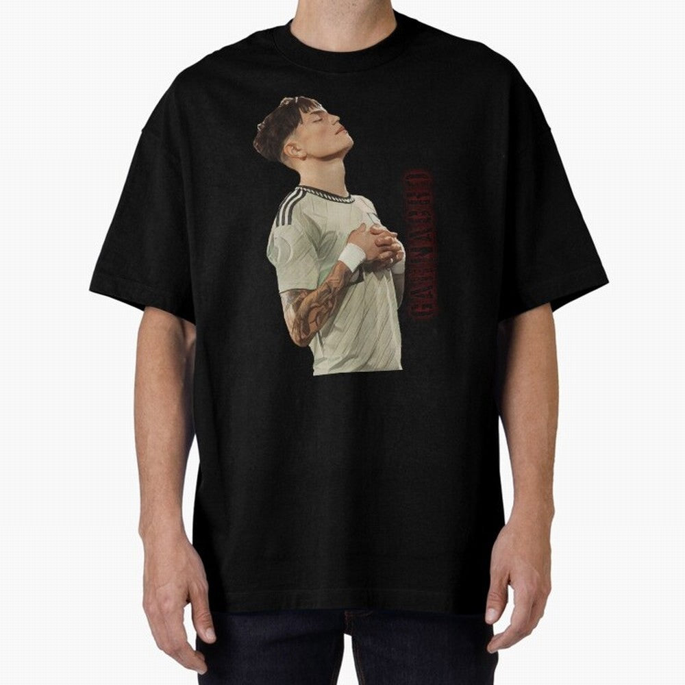 Alejandro Garnacho Oversized T-Shirt Make Your Look Match the FIFA World Cup 2026 USA Canada Mexico Journey through Messi and Cristiano Ronaldo Highlights, England and Germany Pride, Championship Spirit, Famous Goals, Roaring Crowds and