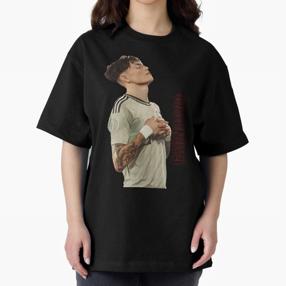 Alejandro Garnacho Oversized T-Shirt Make Your Look Match the FIFA World Cup 2026 USA Canada Mexico Journey through Messi and Cristiano Ronaldo Highlights, England and Germany Pride, Championship Spirit, Famous Goals, Roaring Crowds and