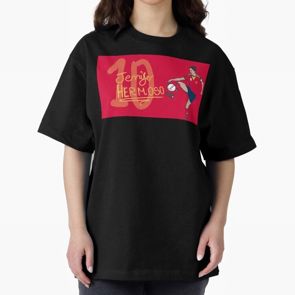 Jennifer Hermoso Oversized T-Shirt Experience FIFA World Cup 2026 for Fans of Messi and Spain, Bringing Football History, Final Match Energy, Crowd Noise and Once in a Lifetime Moments; Perfect for Fans, Collectors, Family Gatherings, Watch Parties