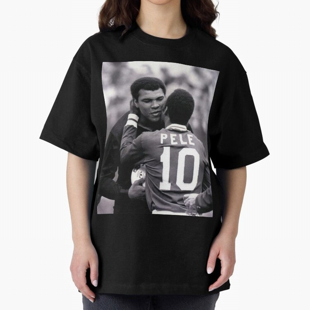 The Boxing Legend Meet The Football Legend Poster Oversized T-Shirt Join FIFA World Cup 2026 Group Stage Spirit, Driven by Brazil, Mbappe and Neymar, Tournament Hype, Historic Matchups, Family Viewing Parties and Global Sports Pride; Perfect for