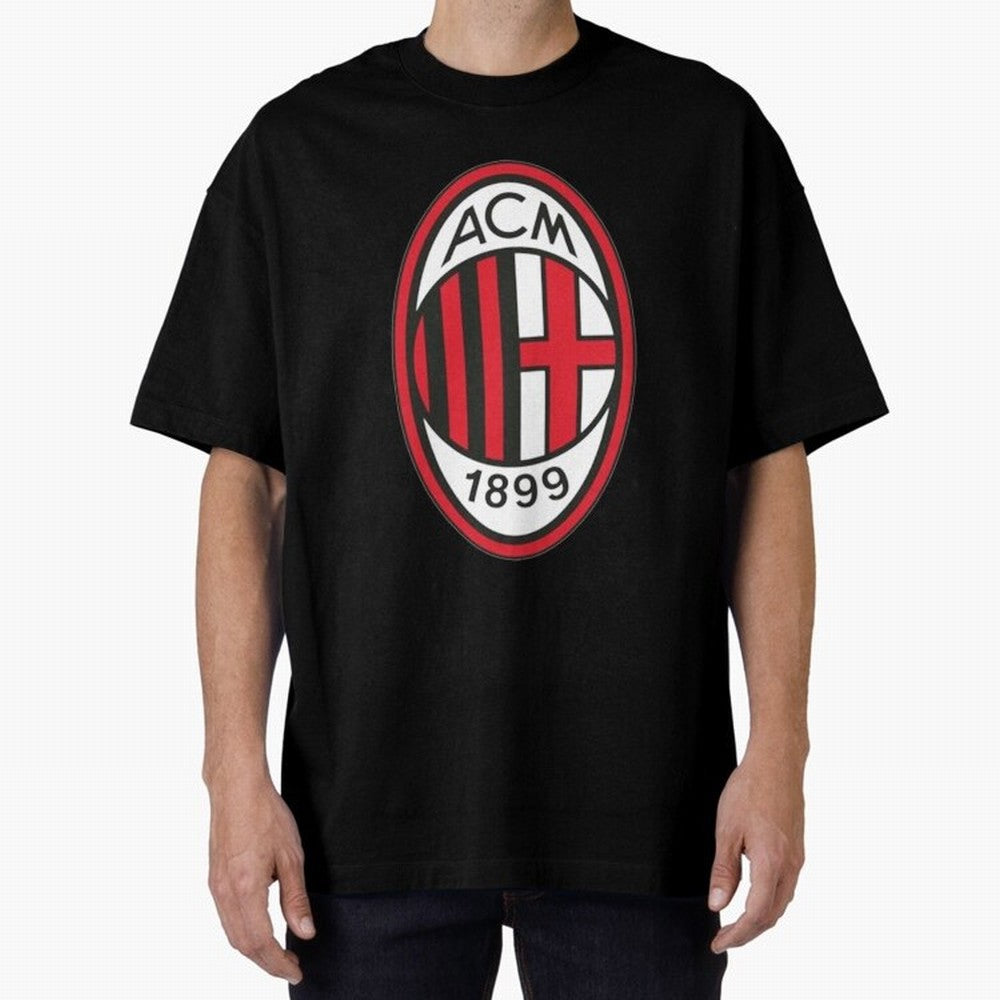 milan black n red Oversized T-Shirt Represent Football Lovers during FIFA World Cup 2026 Group Stage for Fans of Messi, CR7 and Mbappe and Portugal, Bringing Vintage Soccer Flavor, Modern Football Stars, National Flags and Final Night Emotion;