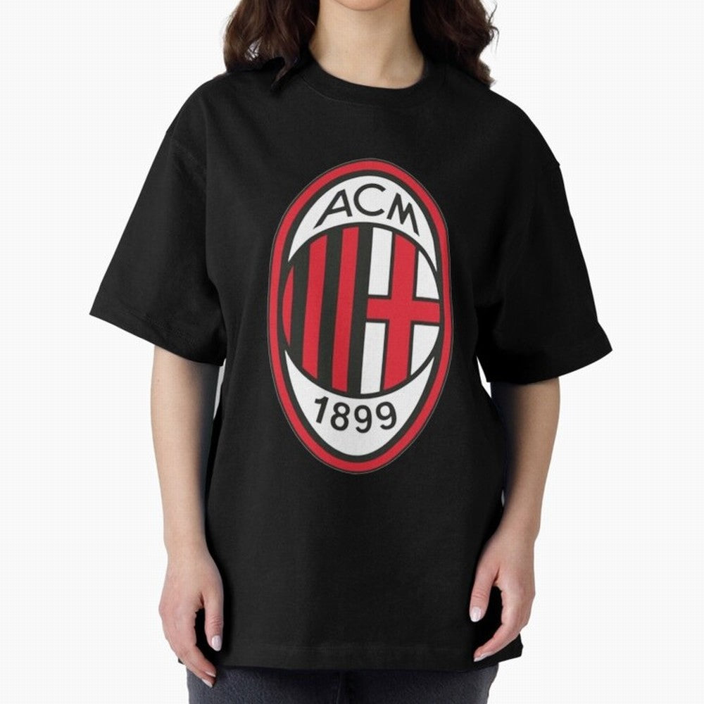 milan black n red Oversized T-Shirt Represent Football Lovers during FIFA World Cup 2026 Group Stage for Fans of Messi, CR7 and Mbappe and Portugal, Bringing Vintage Soccer Flavor, Modern Football Stars, National Flags and Final Night Emotion;