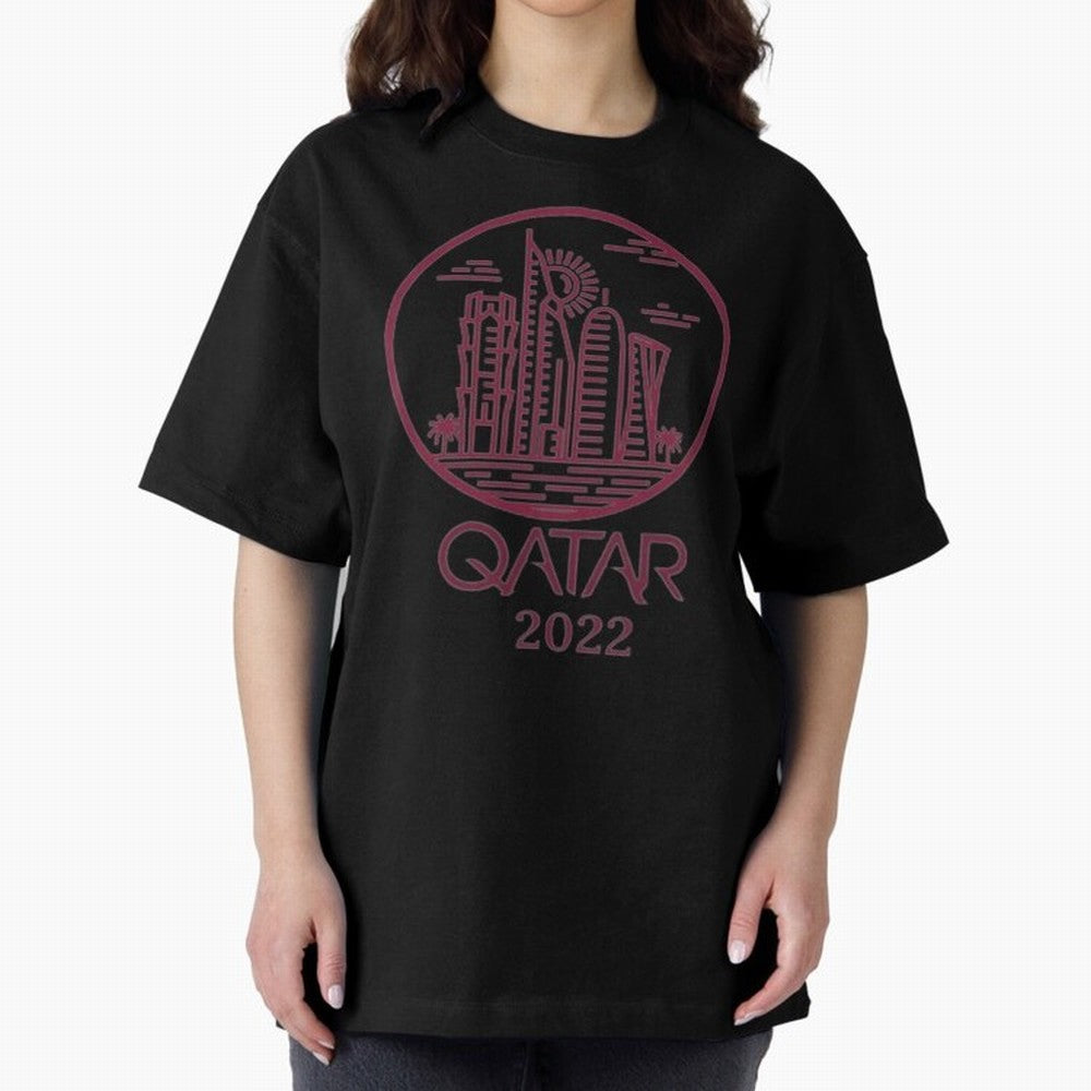 Qatar Welcome Oversized T-Shirt Represent the Passion of the FIFA World Cup 2026 Group Stage Journey through Messi, CR7 and Mbappe Highlights, England and Germany Pride, Goal Celebration Energy, Supporter Heritage, Football Icons and Worldwide