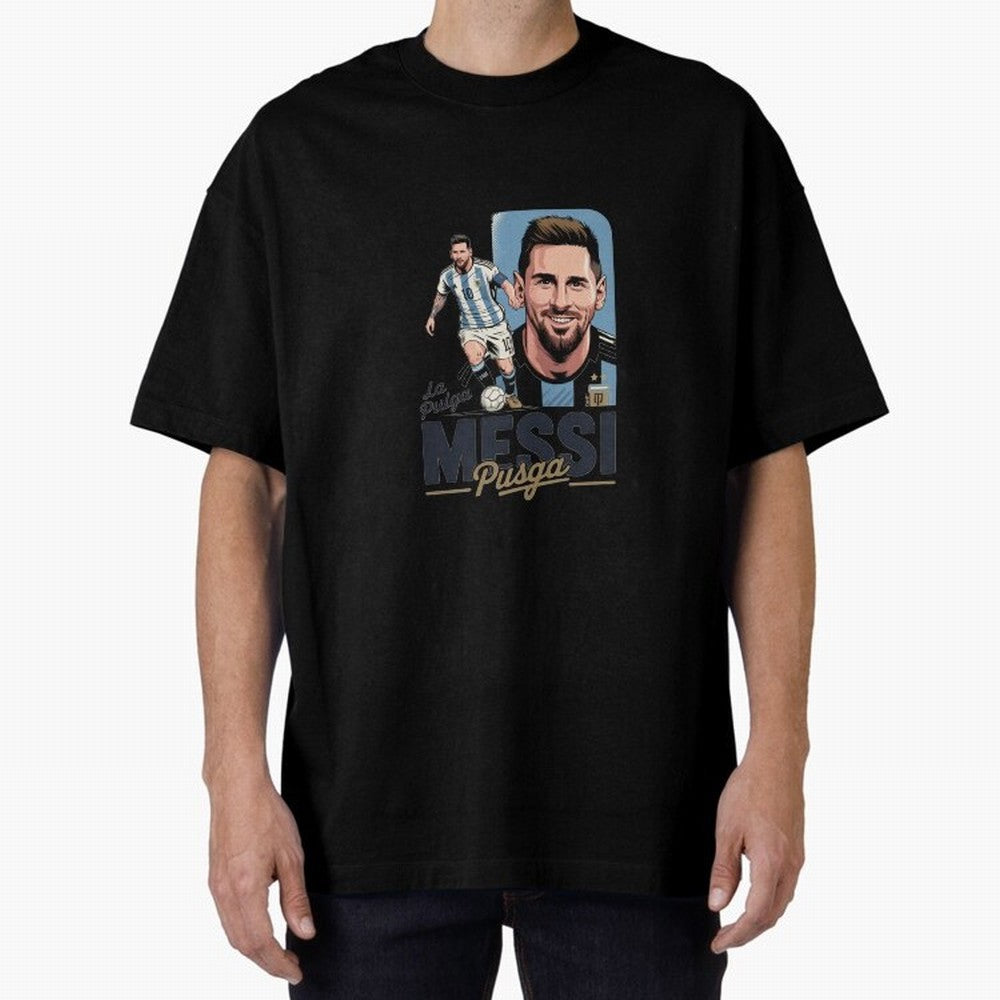 Lionel Messi Argentinian La Pulga Oversized T-Shirt Keep the Match Day Mood of FIFA World Cup 2026 Group Stage for Fans of Messi, Neymar and Mbappe and Spain, Bringing Retro Football Energy, Iconic Rivalries, Trophy Chase Drama and Stadium