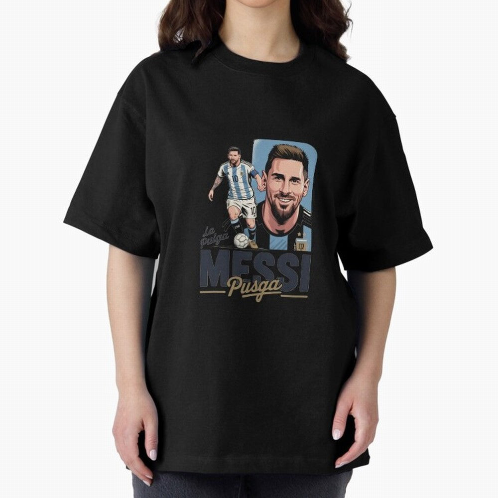 Lionel Messi Argentinian La Pulga Oversized T-Shirt Keep the Match Day Mood of FIFA World Cup 2026 Group Stage for Fans of Messi, Neymar and Mbappe and Spain, Bringing Retro Football Energy, Iconic Rivalries, Trophy Chase Drama and Stadium