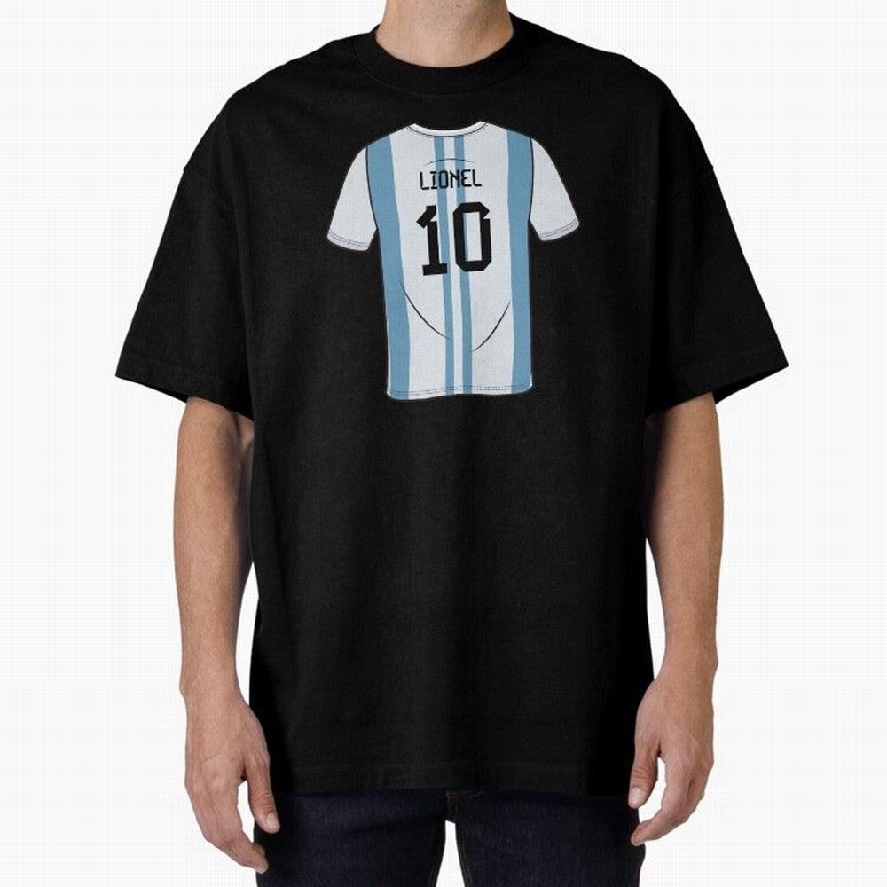 LeoMessi Jersey Illustration 2022 Oversized T-Shirt Fuel Match Day Hype around FIFA World Cup 2026 USA Canada Mexico, Cristiano Ronaldo, Portugal, Spain and Germany, Retro Football Energy, Iconic Rivalries, Trophy Chase Drama and Stadium