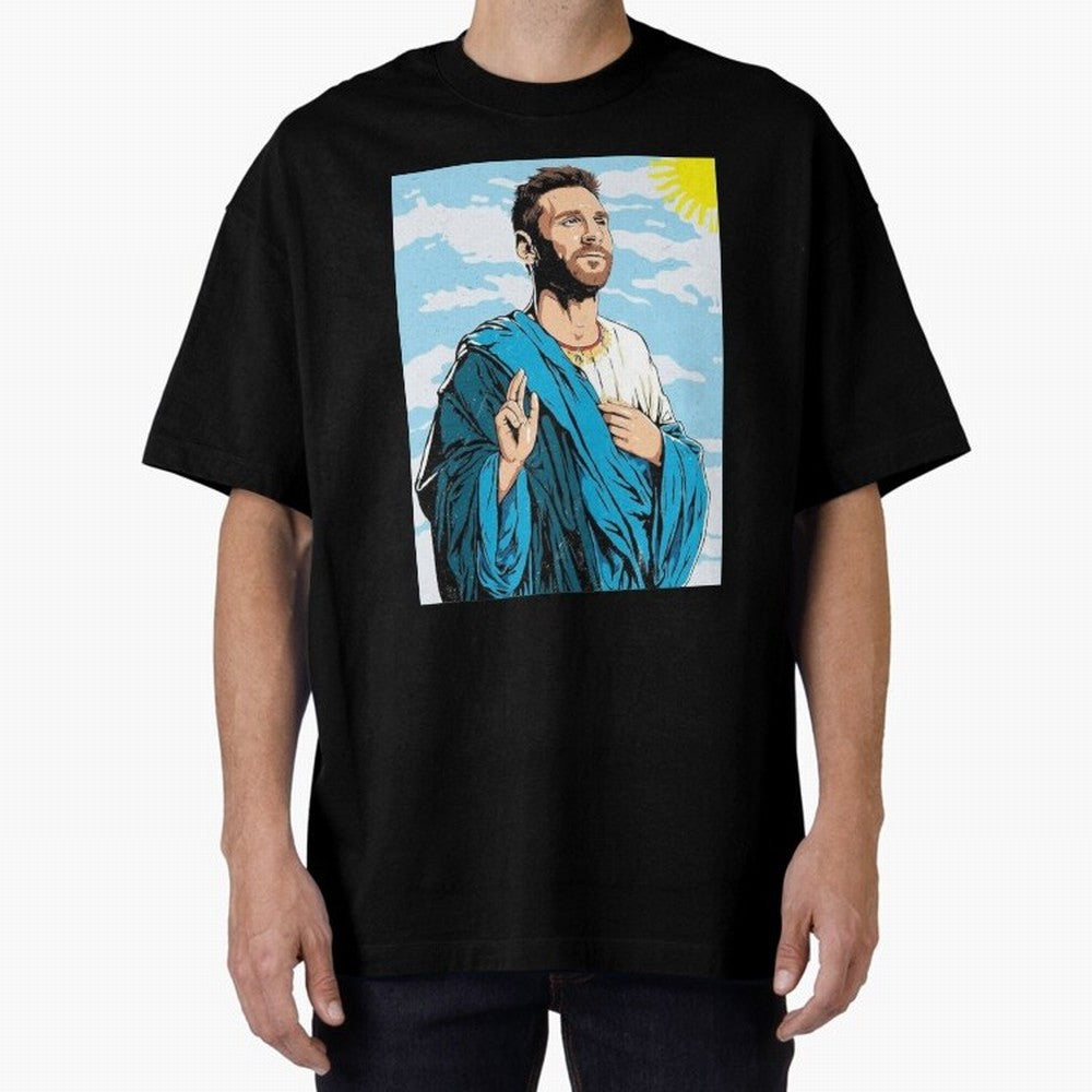 messi god Oversized T-Shirt Show Fan Pride Across FIFA World Cup 2026 Group Stage for Fans of Neymar, Haaland and Cristiano Ronaldo and Portugal, Spain and Germany, Bringing Football Festival Excitement, Trophy Ambitions, Country Rivalries and Star