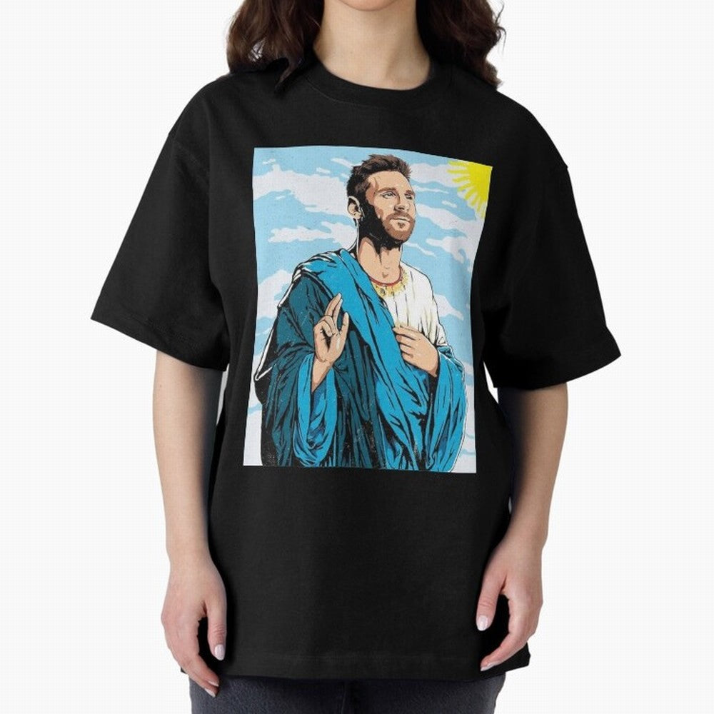 messi god Oversized T-Shirt Show Fan Pride Across FIFA World Cup 2026 Group Stage for Fans of Neymar, Haaland and Cristiano Ronaldo and Portugal, Spain and Germany, Bringing Football Festival Excitement, Trophy Ambitions, Country Rivalries and Star