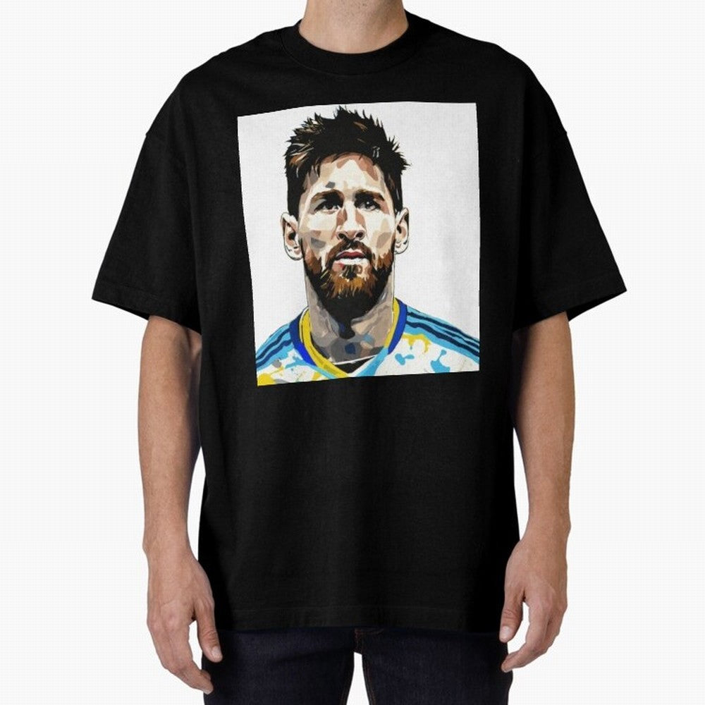 Lionel Messi Oversized T-Shirt Celebrate Fan Culture around FIFA World Cup 2026 USA Canada Mexico Spirit, Driven by France and Portugal, CR7 and Messi, Tournament Hype, Historic Matchups, Family Viewing Parties and Global Sports Pride; Ideal for